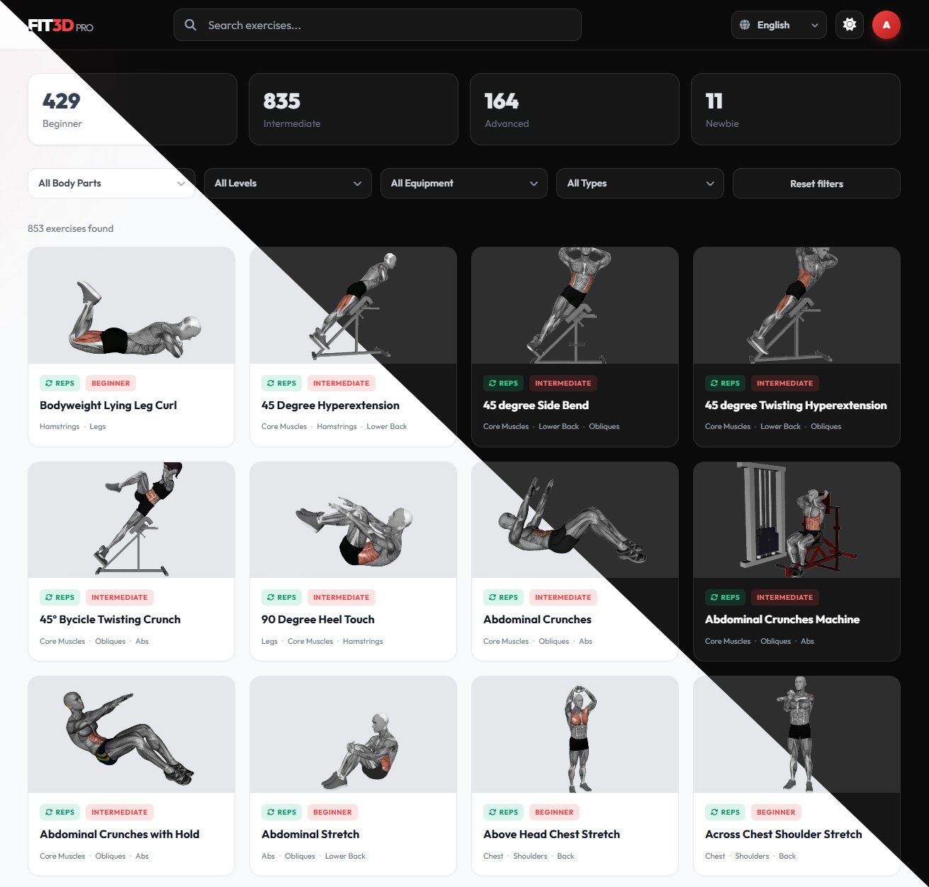 3D Fitness exercise animations for personal trainers